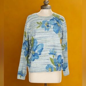 Alfred Dunner “Chelsea Market” Sweater Size M – Cozy Women’s Floral Earth Tones